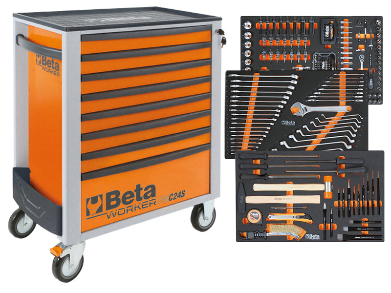 Beta servante d'atelier BW 2400S orange 8 tiroirs 394 outils 800kg