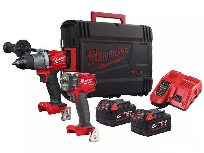 Milwaukee Kit perceuse visseuse M18 FPD2 + visseuse à chocs FIW2F12 18V Fuel