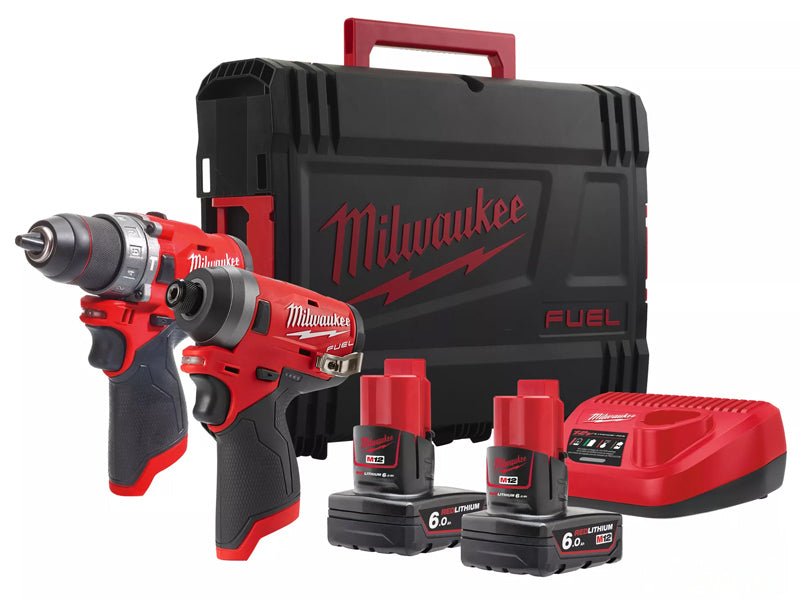 Milwaukee kit perceuse à percussion M12 Fuel FPD + visseuse à chocs brushless 44Nm
