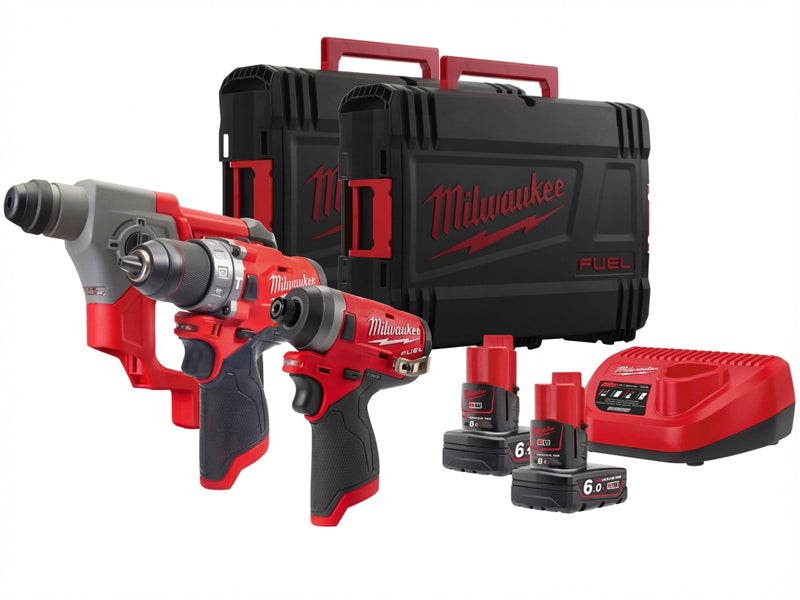 Milwaukee Kit 3 Outils M12 12V Perceuse Visseuse à Chocs Perforateur