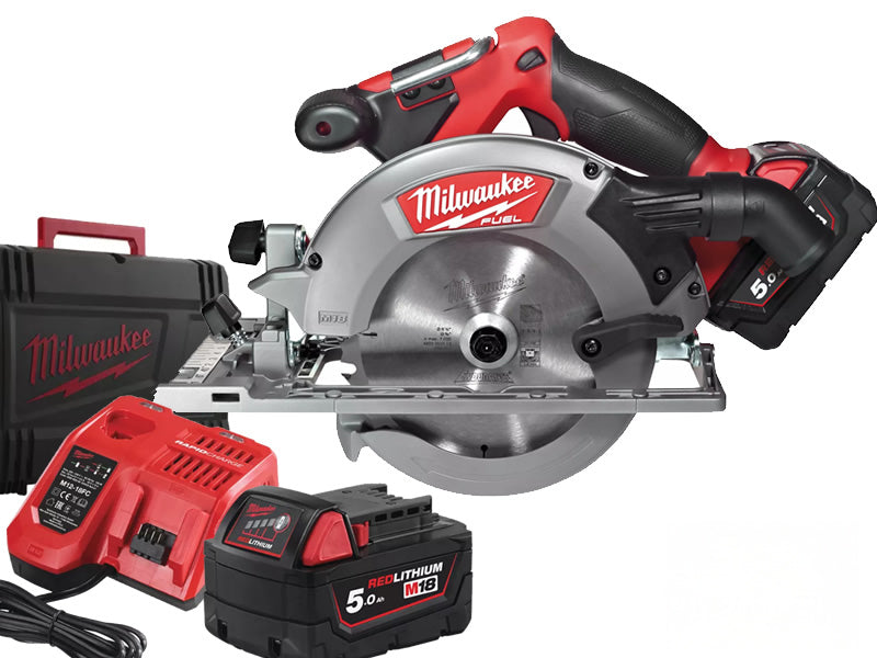 Milwaukee 18V 165mm Akku-Kreissäge mit 2 x 5,0Ah Akkus M18 CCS55