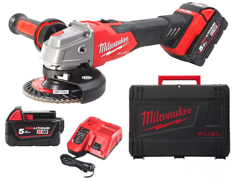 Milwaukee M18 Fuel FSAG125XB 125mm Akku-Winkelschleifer mit 2 x 5Ah Akkus